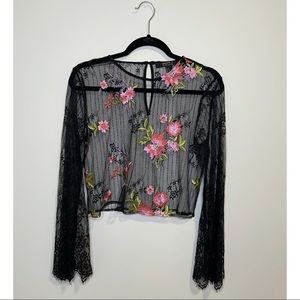 Forever 21 Contemporary Embroidered Lace Shirt